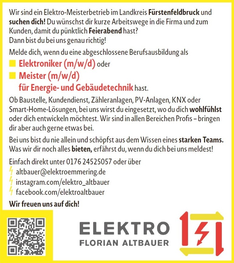 Stellenanzeige Elektriker (m/w/d)